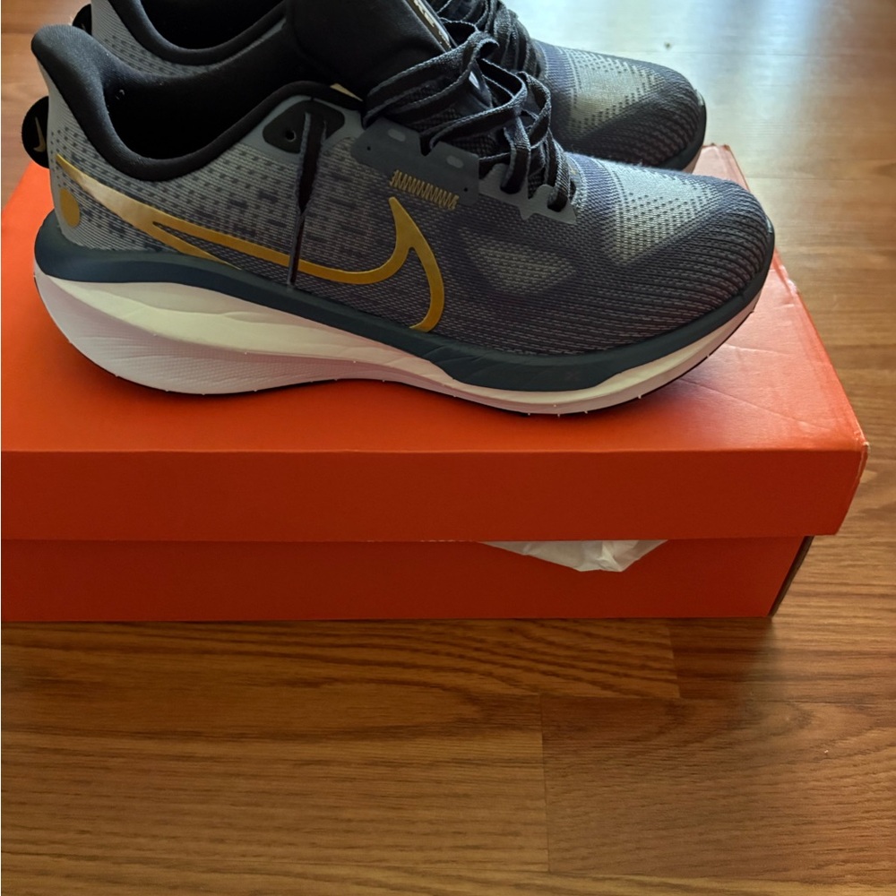 Nike Diffused Blue and Gold Athletic Shoes with Zoom X